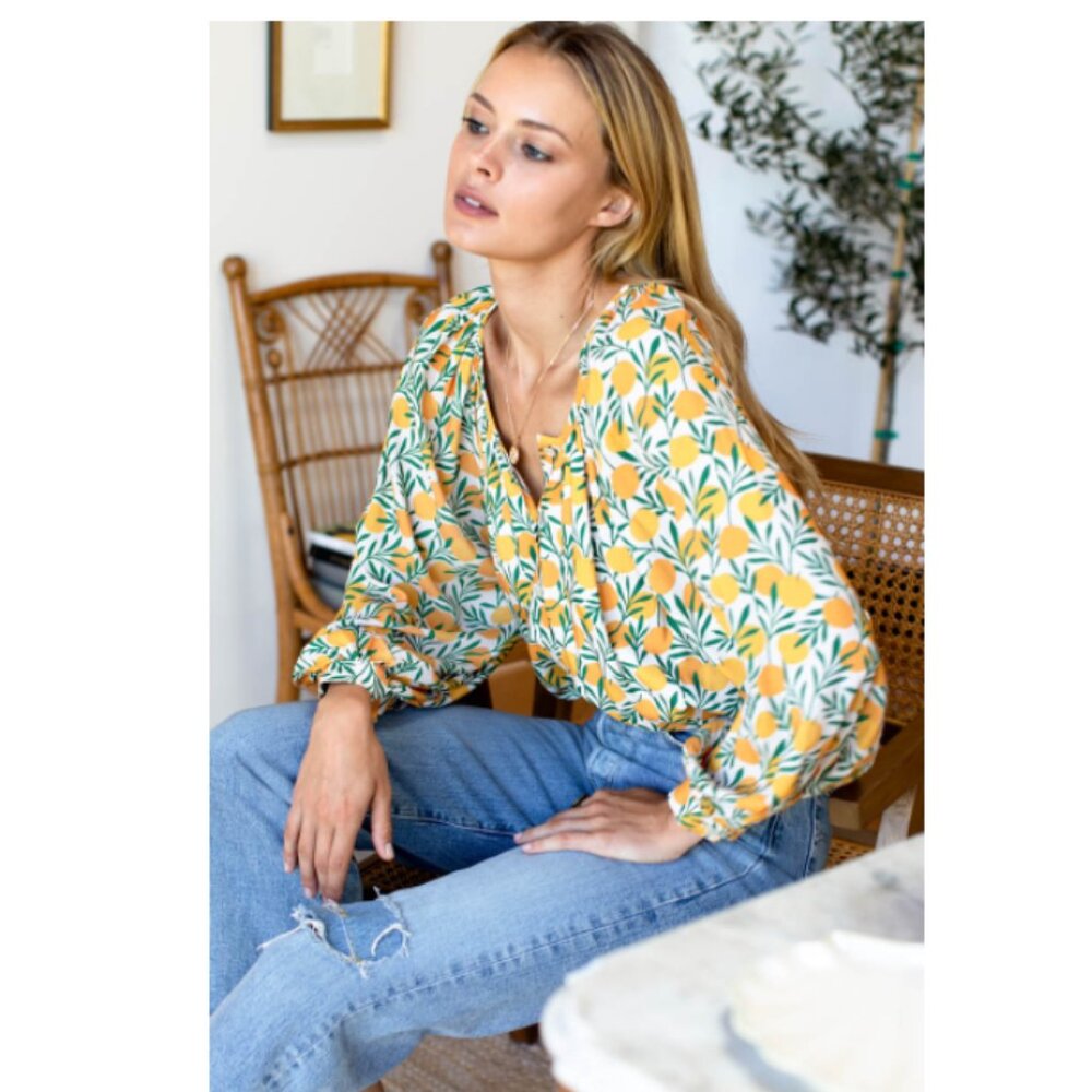 Emerson Fry Yellow and Green Floral Blouse